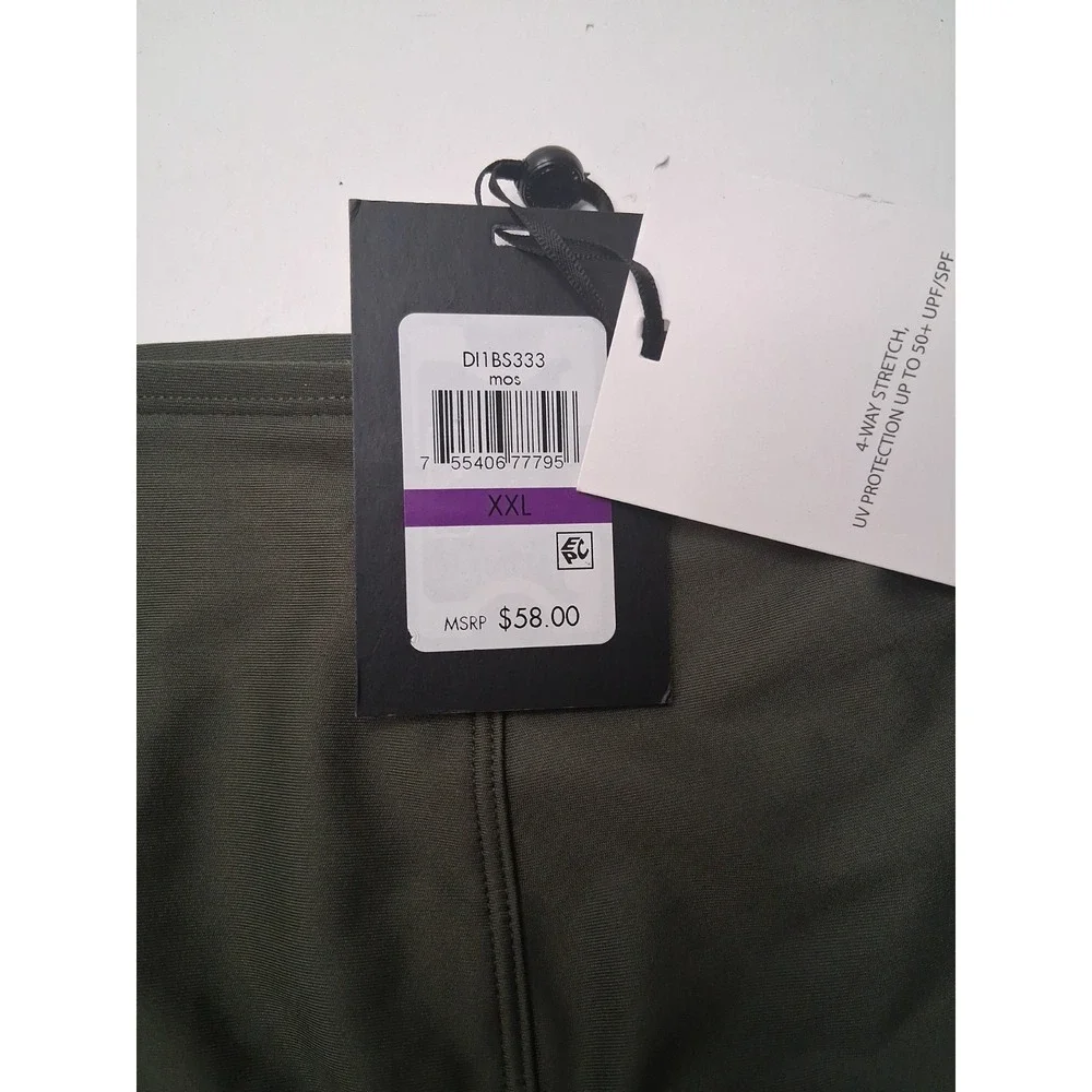 DKNY Women's 2XL Seamed Hips High-Waist Swim bottoms Moss Green NWT MSRP $58